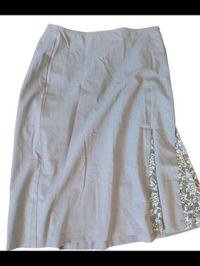 Apostrophe Light Gray A-Line Skirt with Lace Side Panels